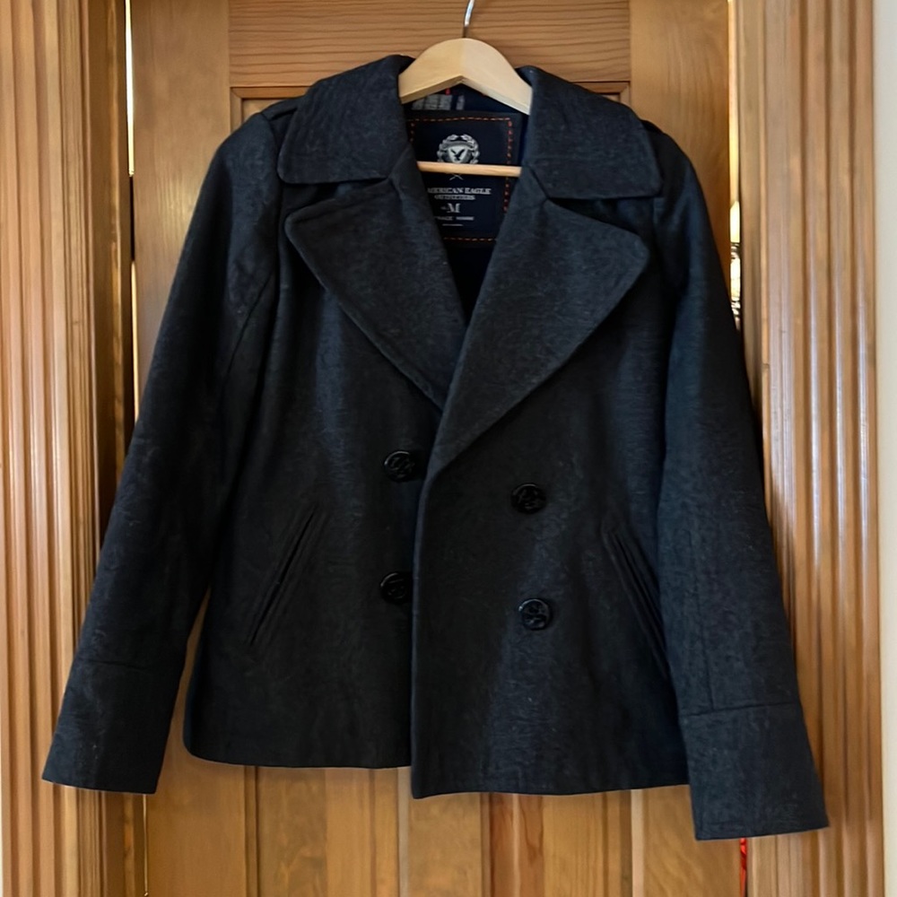 American Eagle women’s pea coat gray colored size M